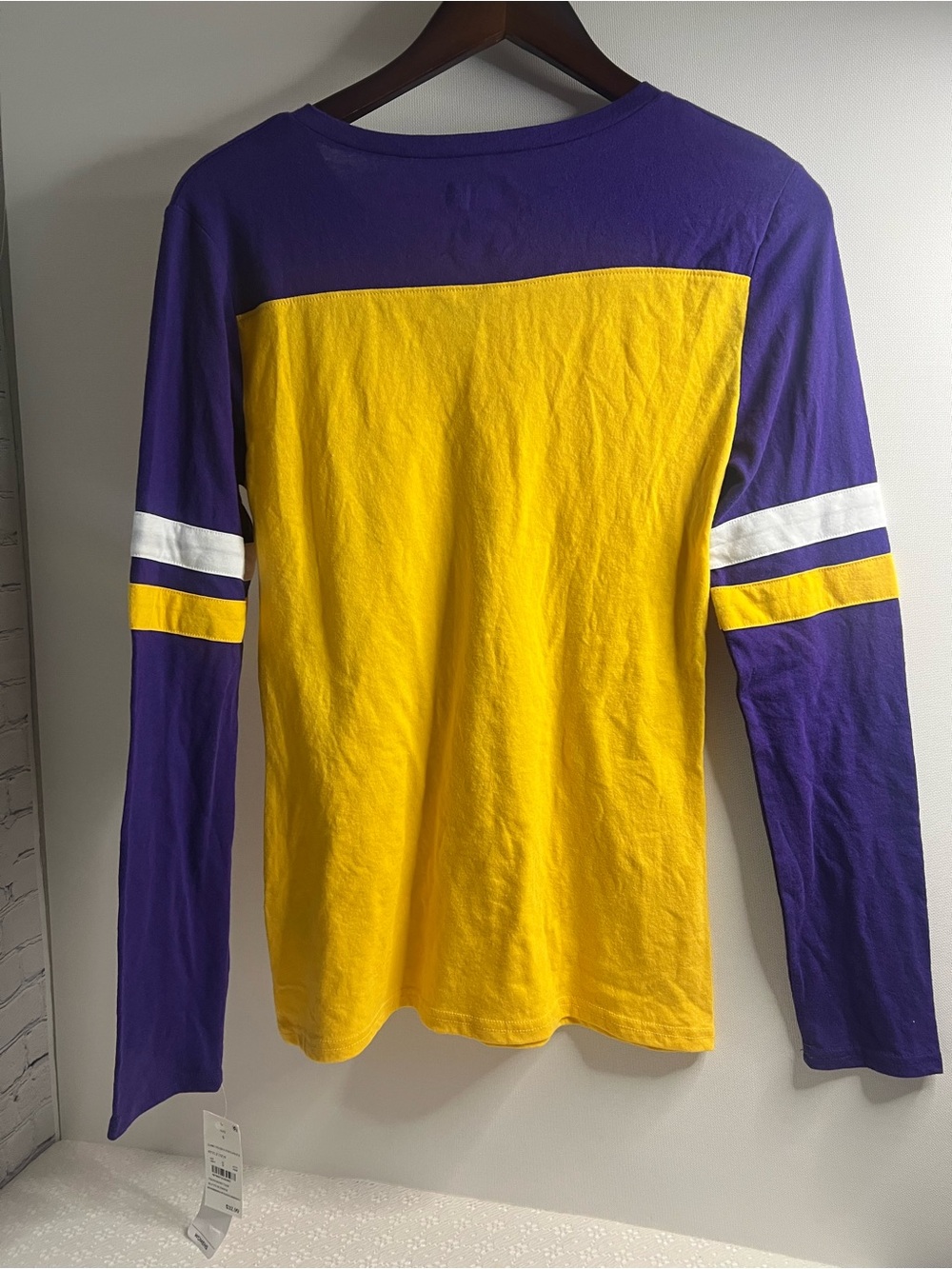 NFL Team Apparel Minnesota Vikings Women’s Lace-Up Color block Top varsity New